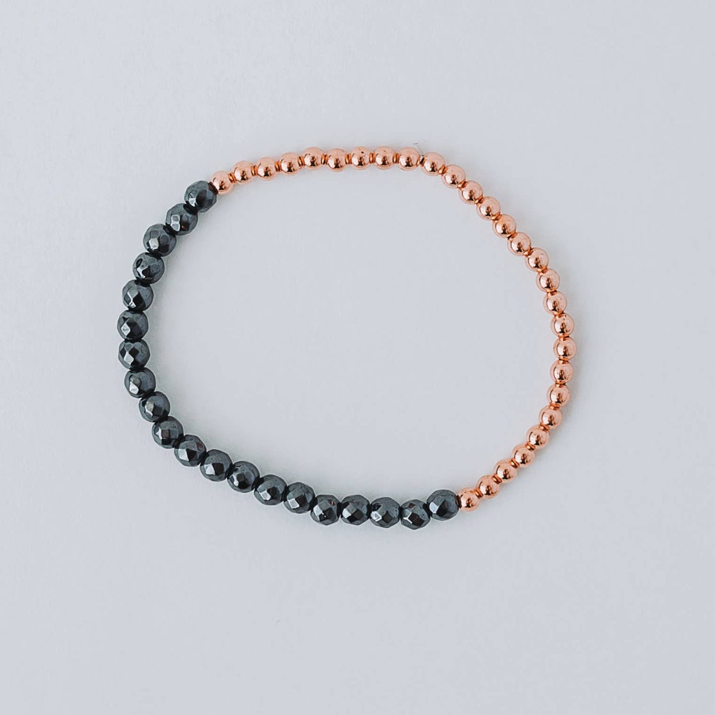 Dainty and Elegant Multi-Faceted Hematite + Copper Bracelet