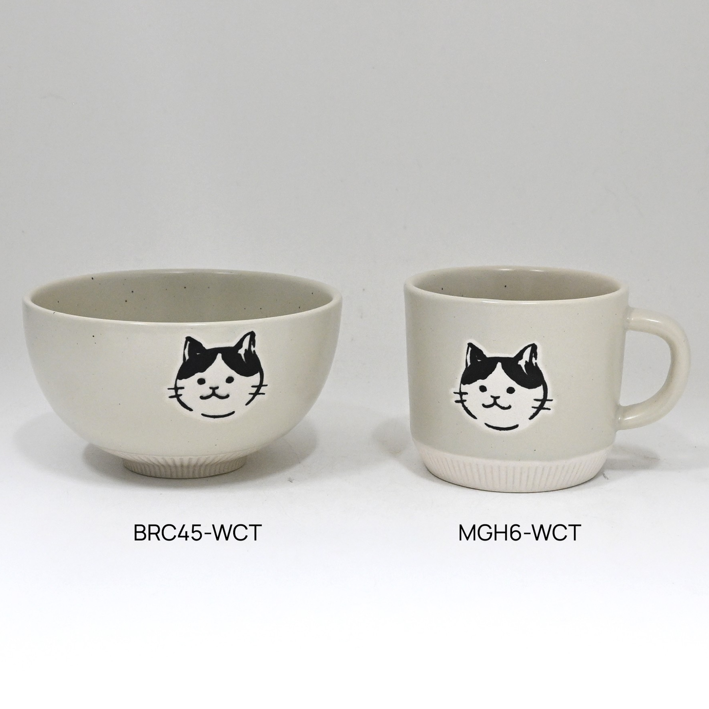 Cat Design 4.5"Dia Porcelain Rice Bowl White (6/48)