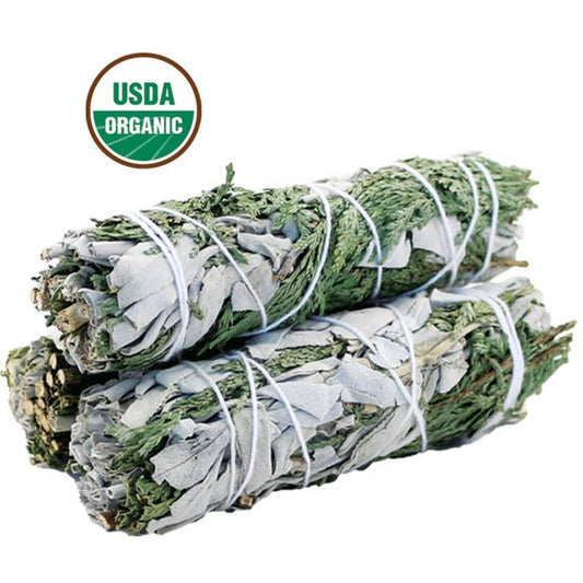 Smudge Bundle - Cedar and White Sage Organic 4"