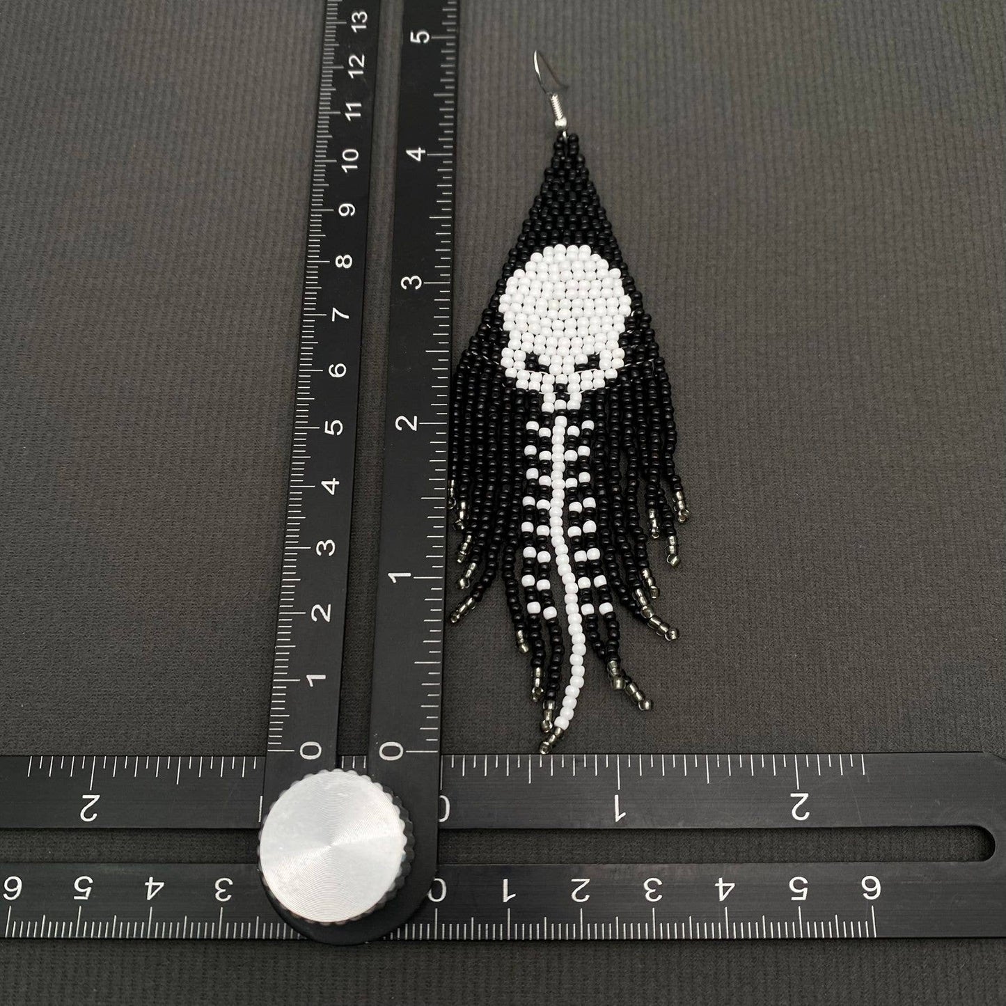 Skull Pattern Seed Beads Fringe Earrings - SB