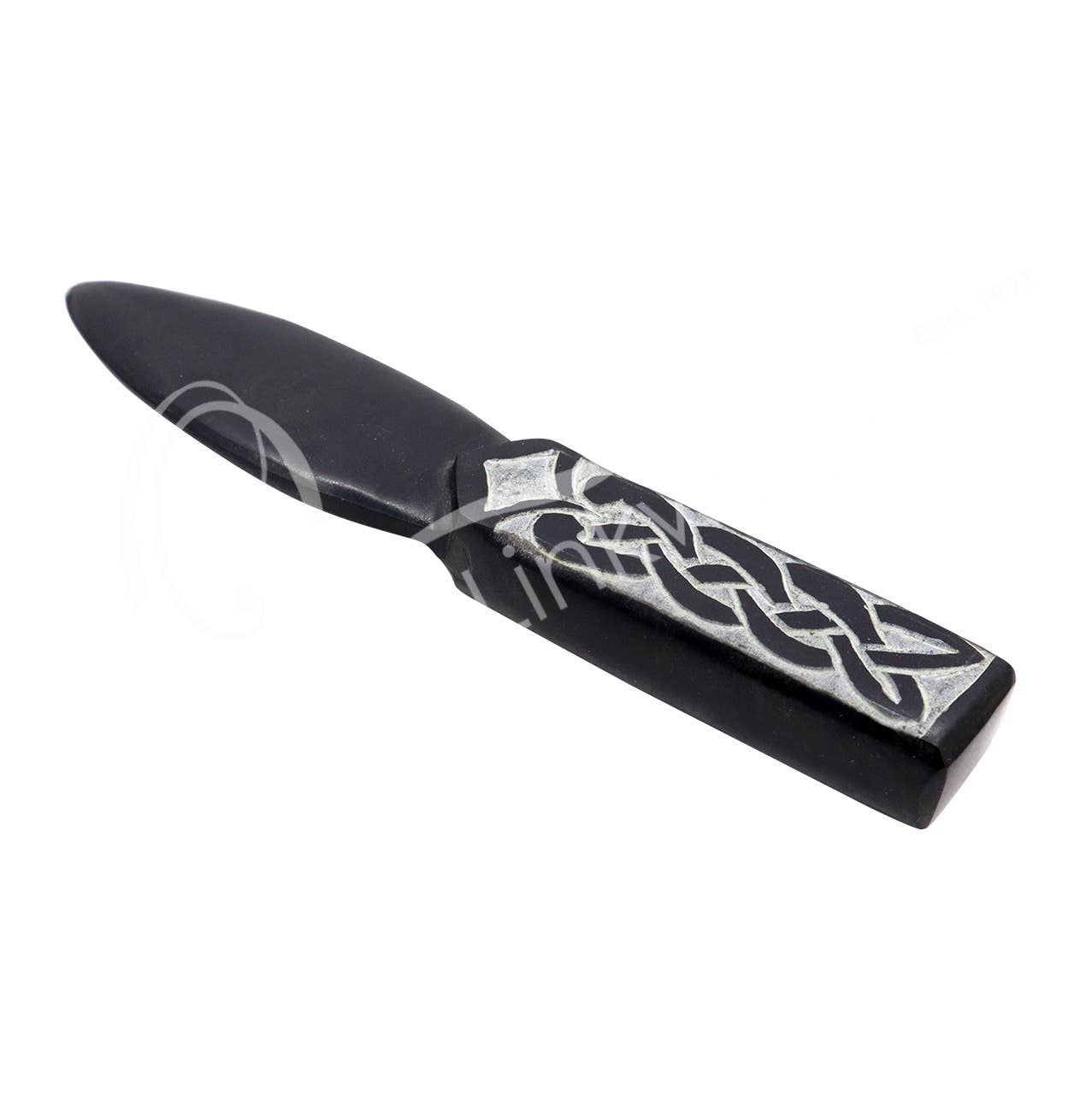 ATHAME - SOAPSTONE, BLACK CELTIC HANDLE 7" (PC)