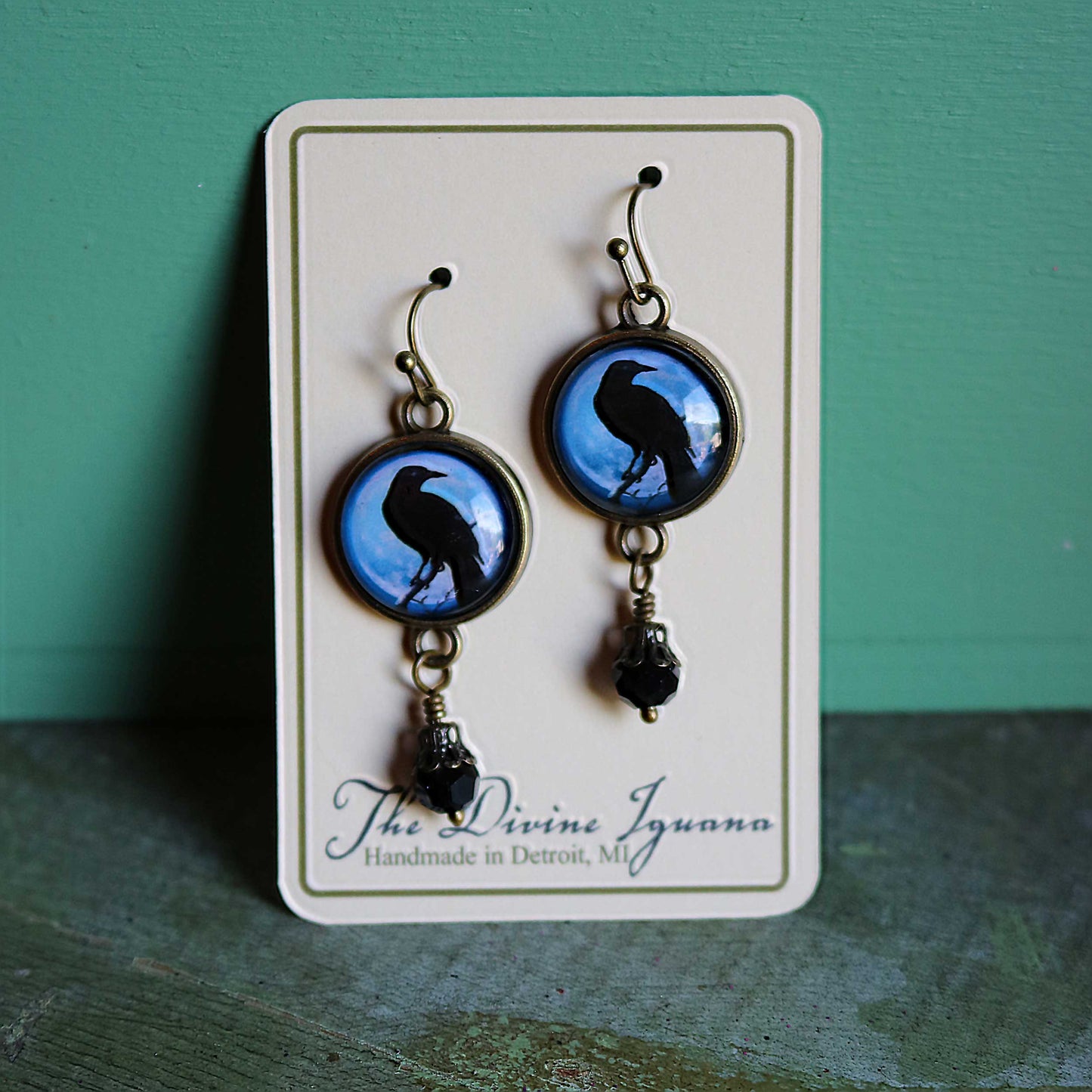 Purple Crow or Raven Goth Halloween Earrings