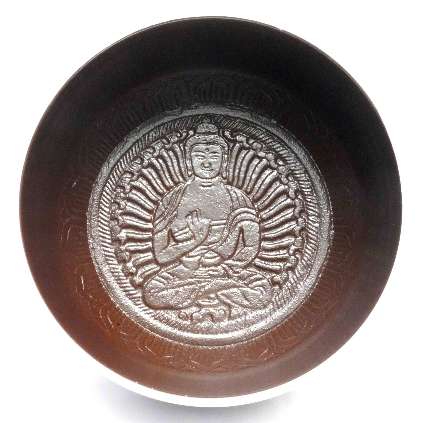 Buddha Singing Bowl - Brown with Silver writing: Purple / Aluminum / 5"Dia