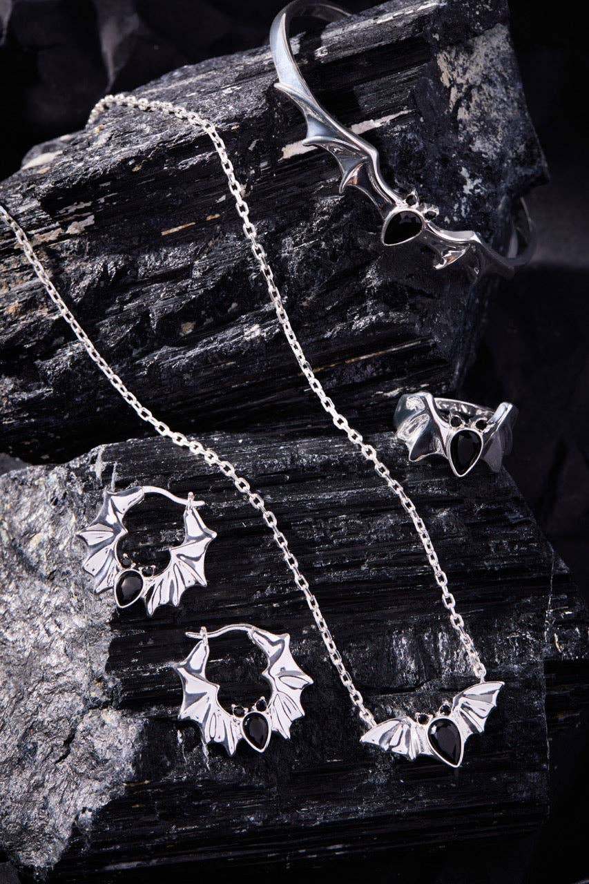 Necklace - Crystal Bat Pendant: Gold