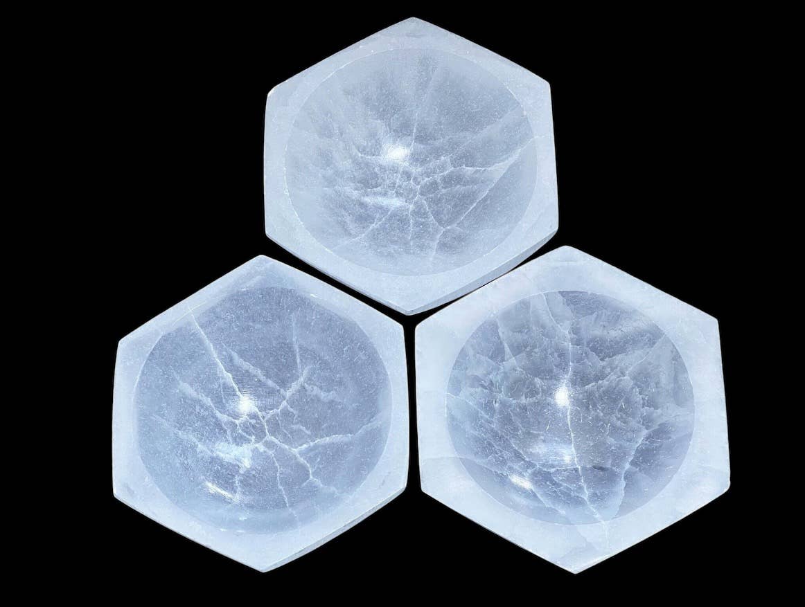 Selenite Bowl Hexagon Shape: 10cm