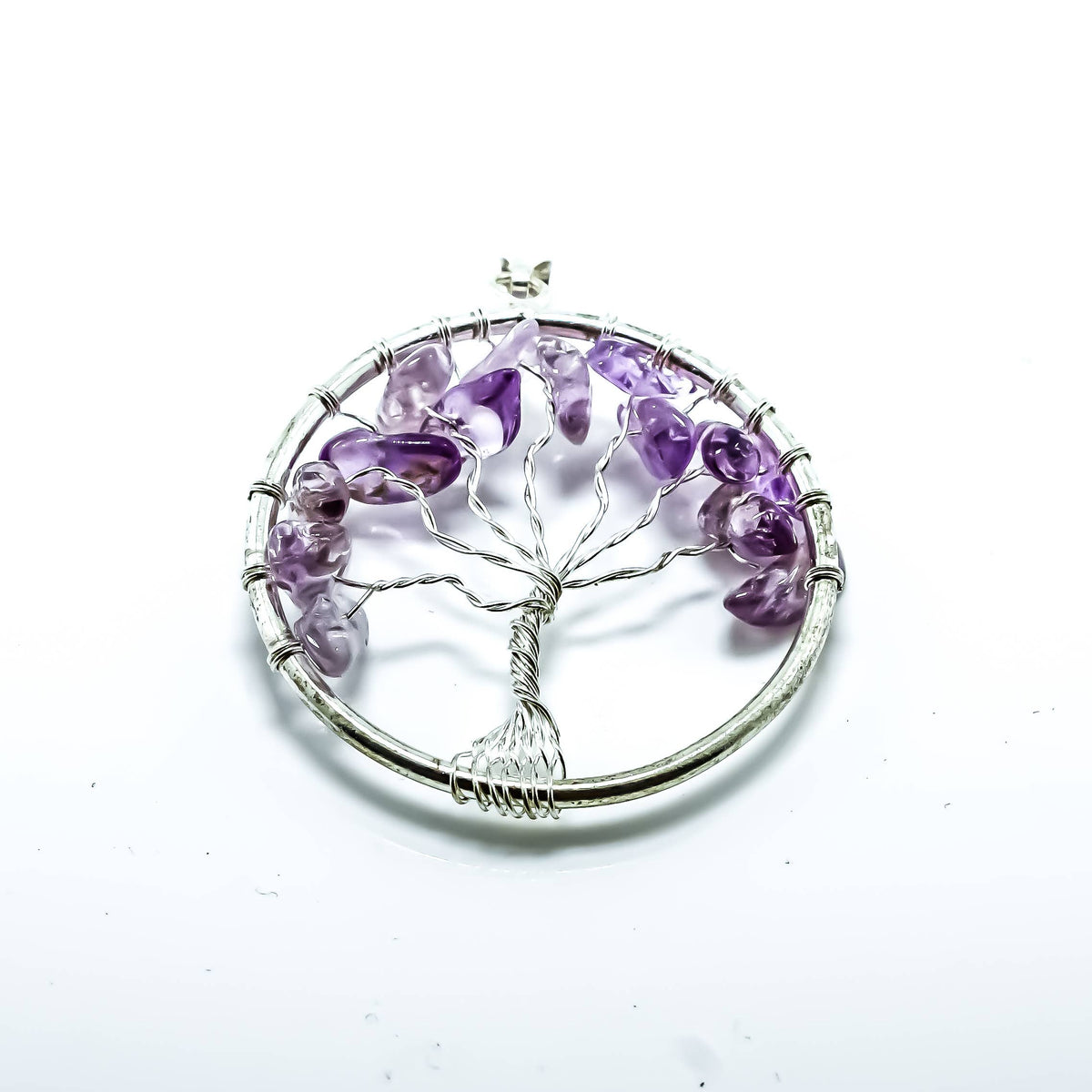 Tree of Life Gemstone Pendant Necklaces: Amethyst