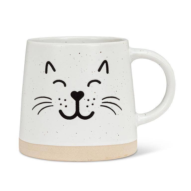 Wide Base Mug with Cat Face-3.5"H(14oz)
