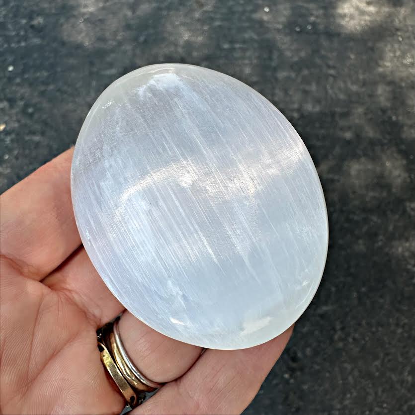 Selenite Palm Stone