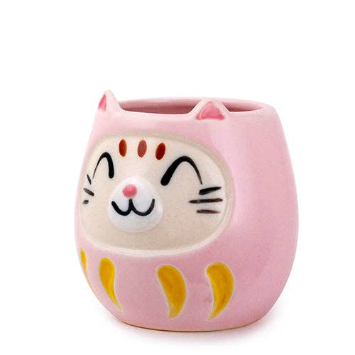 Japanese Daruma Cat Yunomi Style Tea Mug