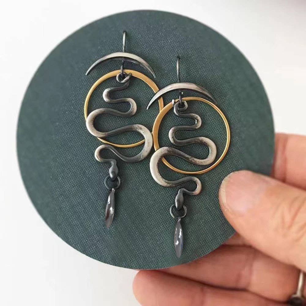 Earrings - Retro Geometric Snake