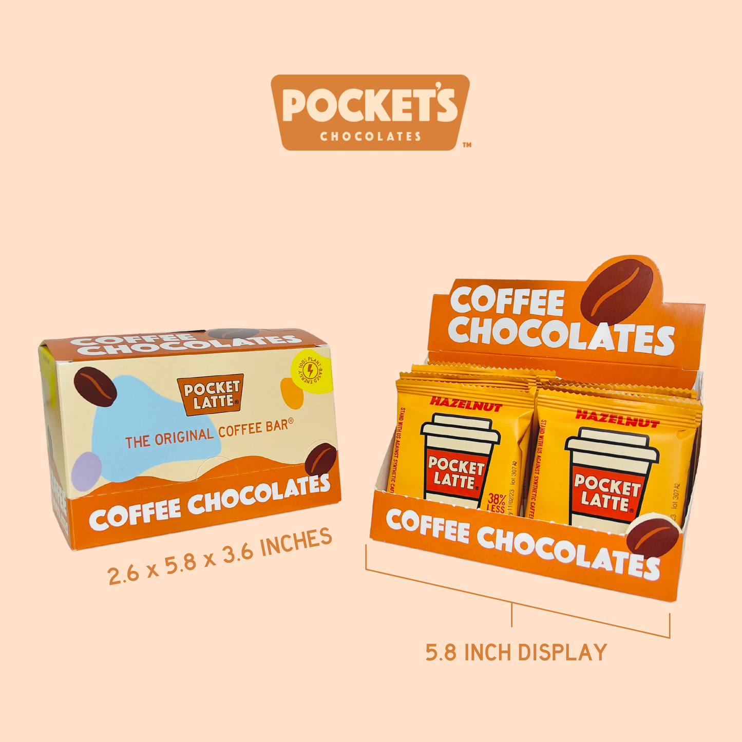 Pockets Chocolates - Hazelnut - Coffee Chocolate Bar