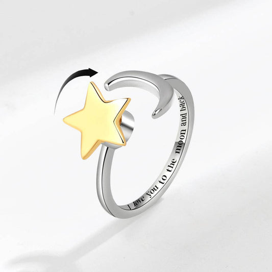 Fidget Spinner Ring - Moon & Star or Plain with Cubic Zirconia