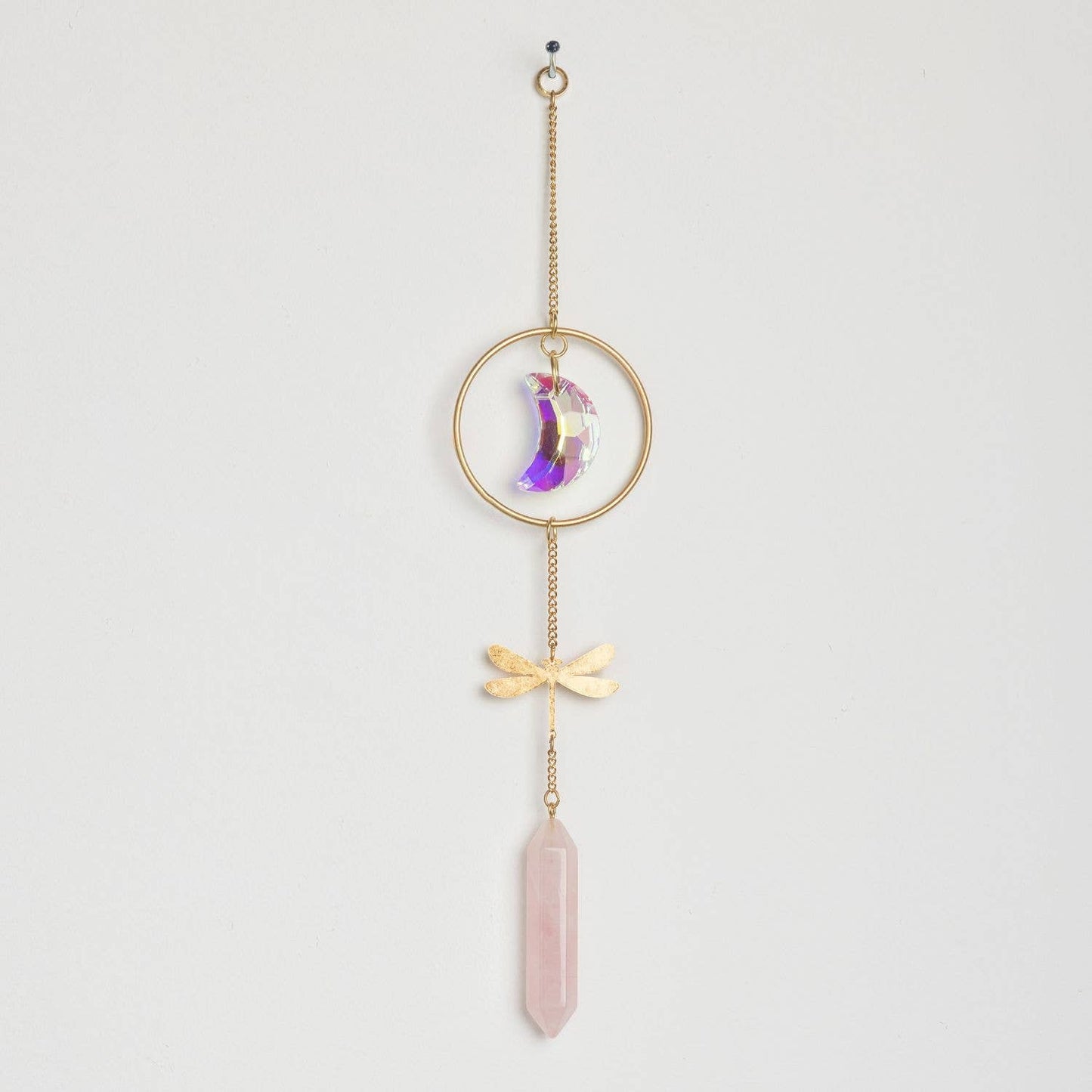Stone Suncatcher - Dragonfly/Rose Quartz