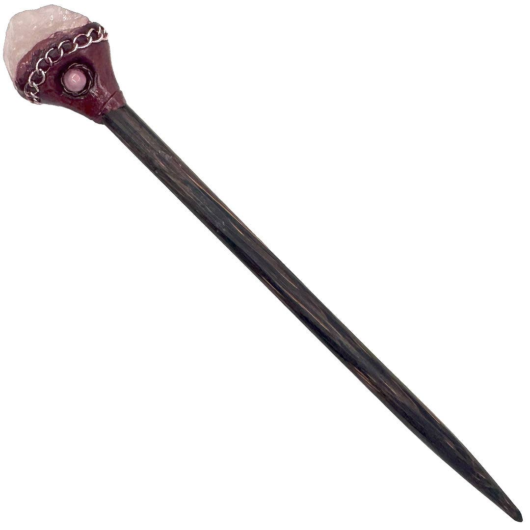 Wooden Hair Sticks - Natural Raw Stone