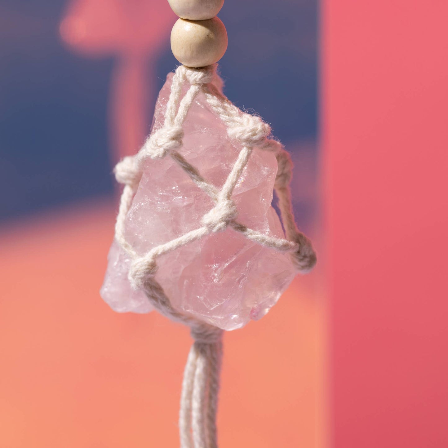 Rose Quartz Free Form Stone Car Charm