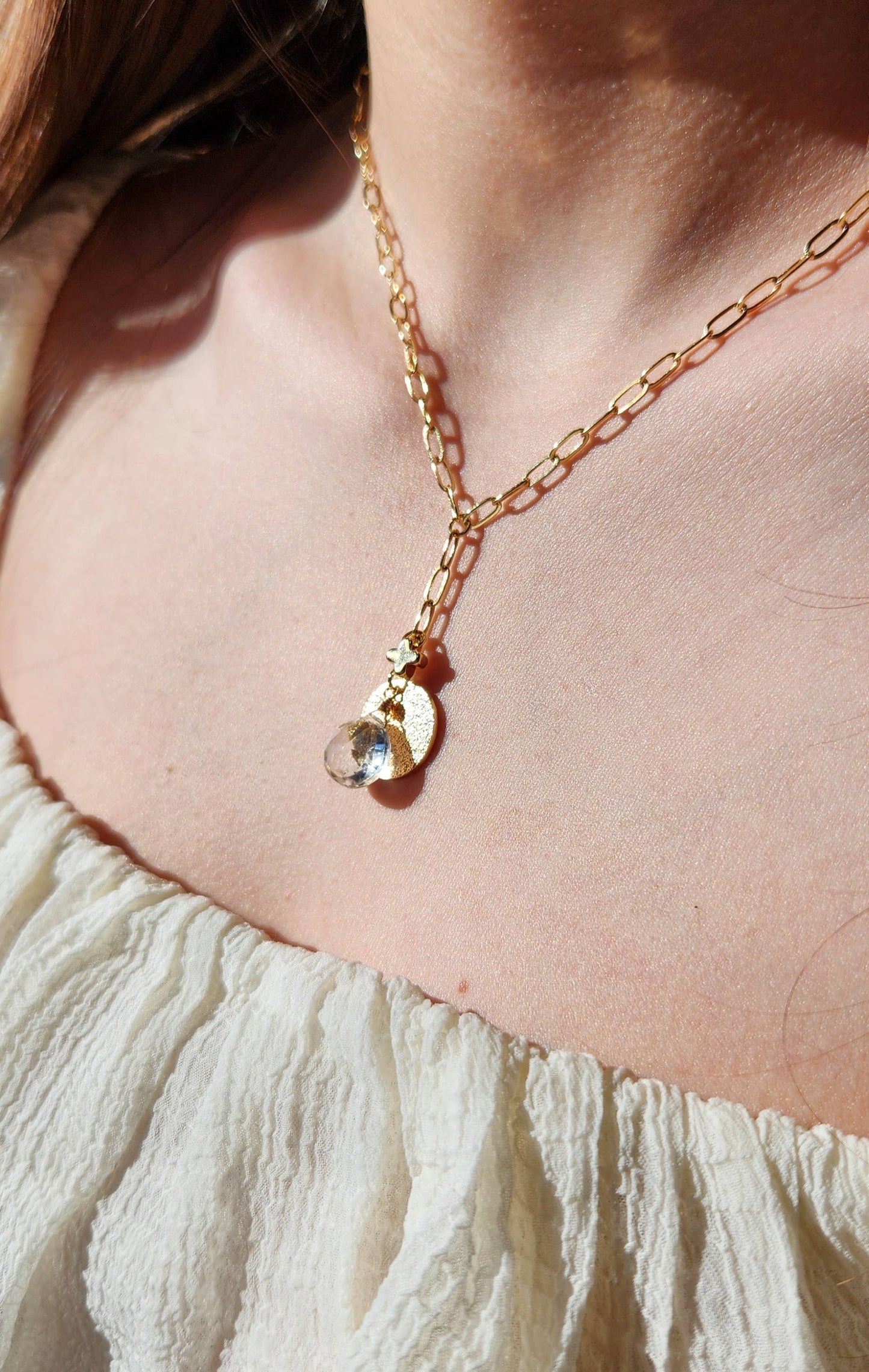Golden Relic Quartz Y Necklace