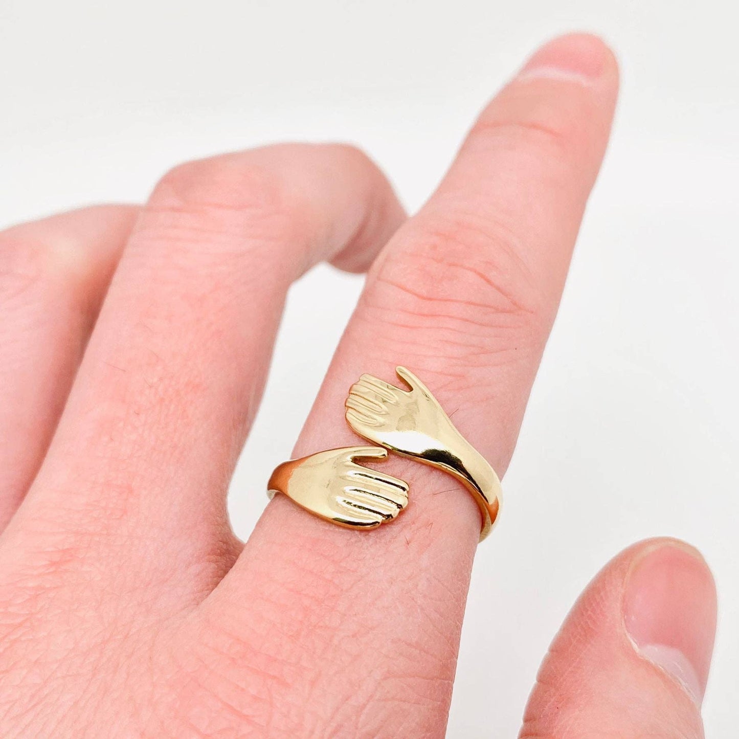 Ring - Hands Cuddling Gold Plated Stainless Steel