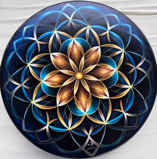 18 Inch  Ocean Drum w/Flower of Life ( Comes with Case)