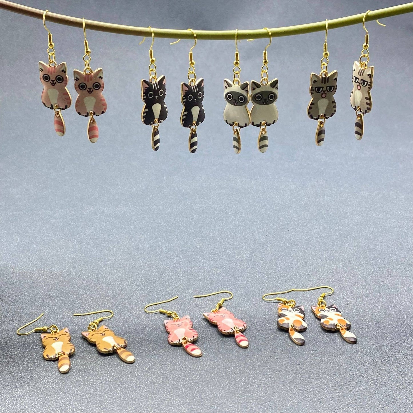 Earrings - Pink Cat Dangle