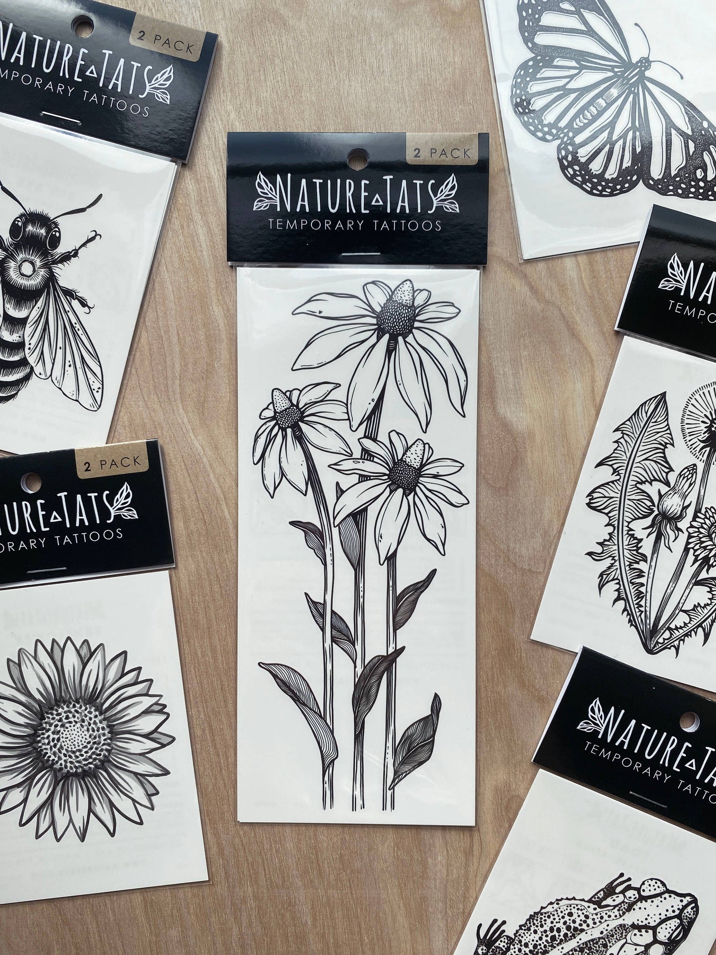 Nature Tats - Coneflower Temporary Tattoo: 1-Pack