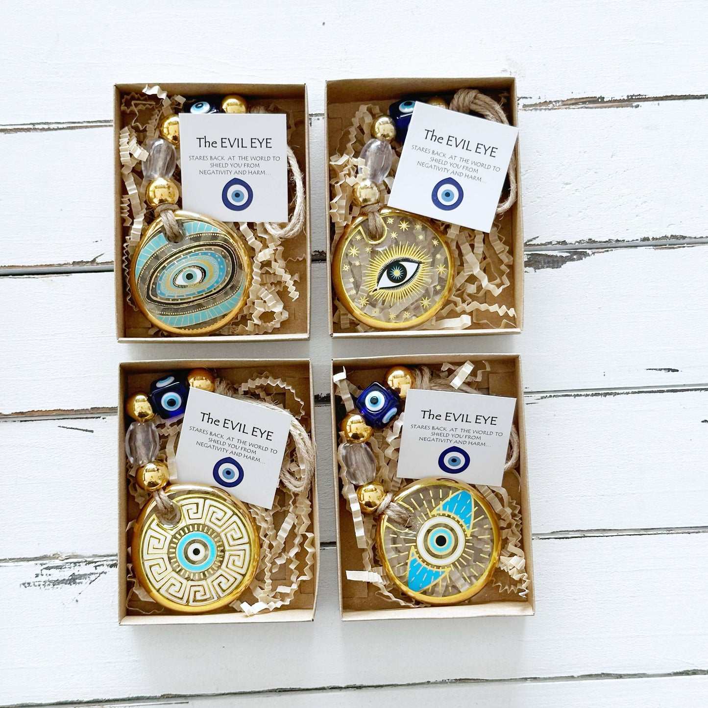 Evil Eye Wall Hanging, Gold Evil Eye Wall Decor, Protection: Style 1