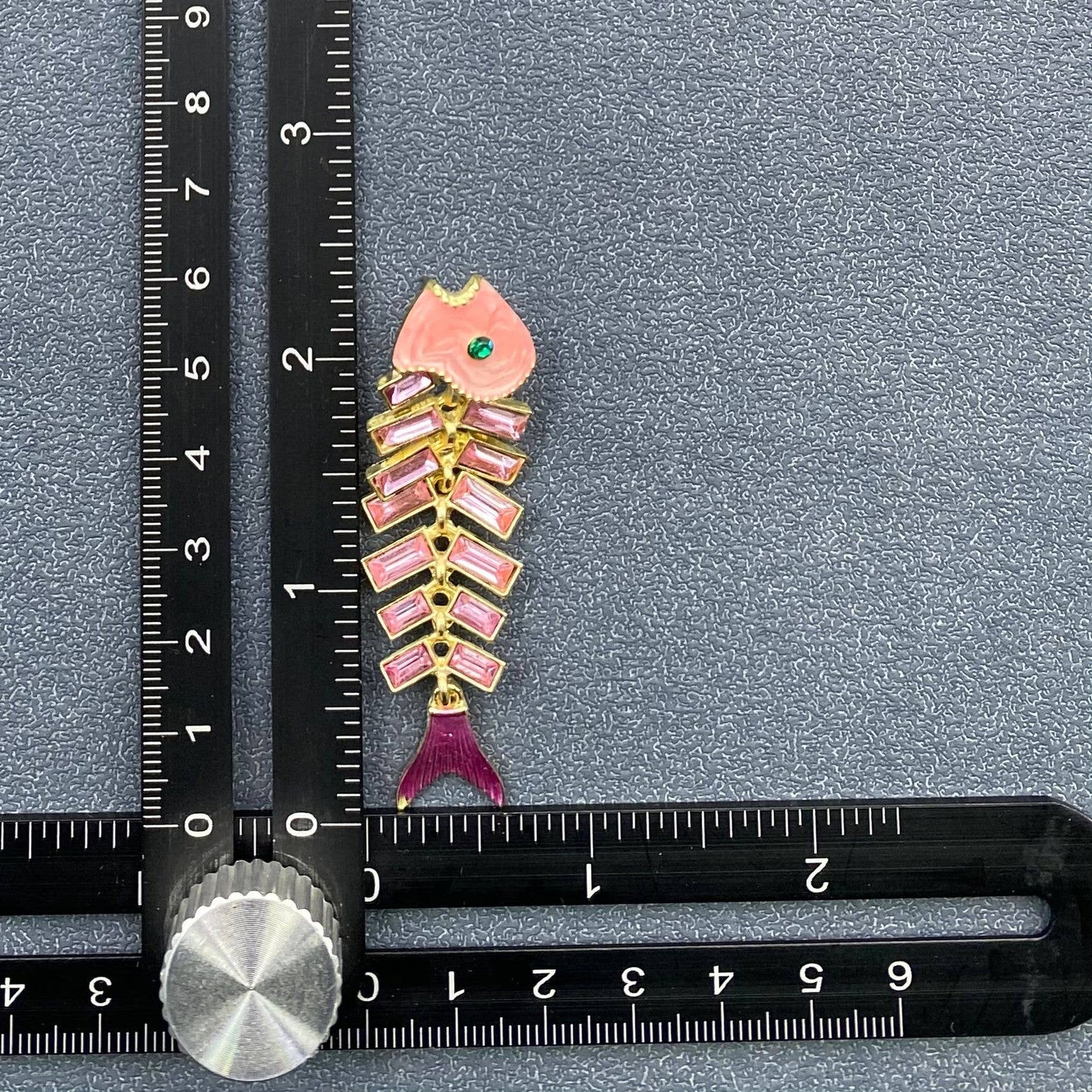 Pink Rhinestone Enamel Fishbone Post Earrings
