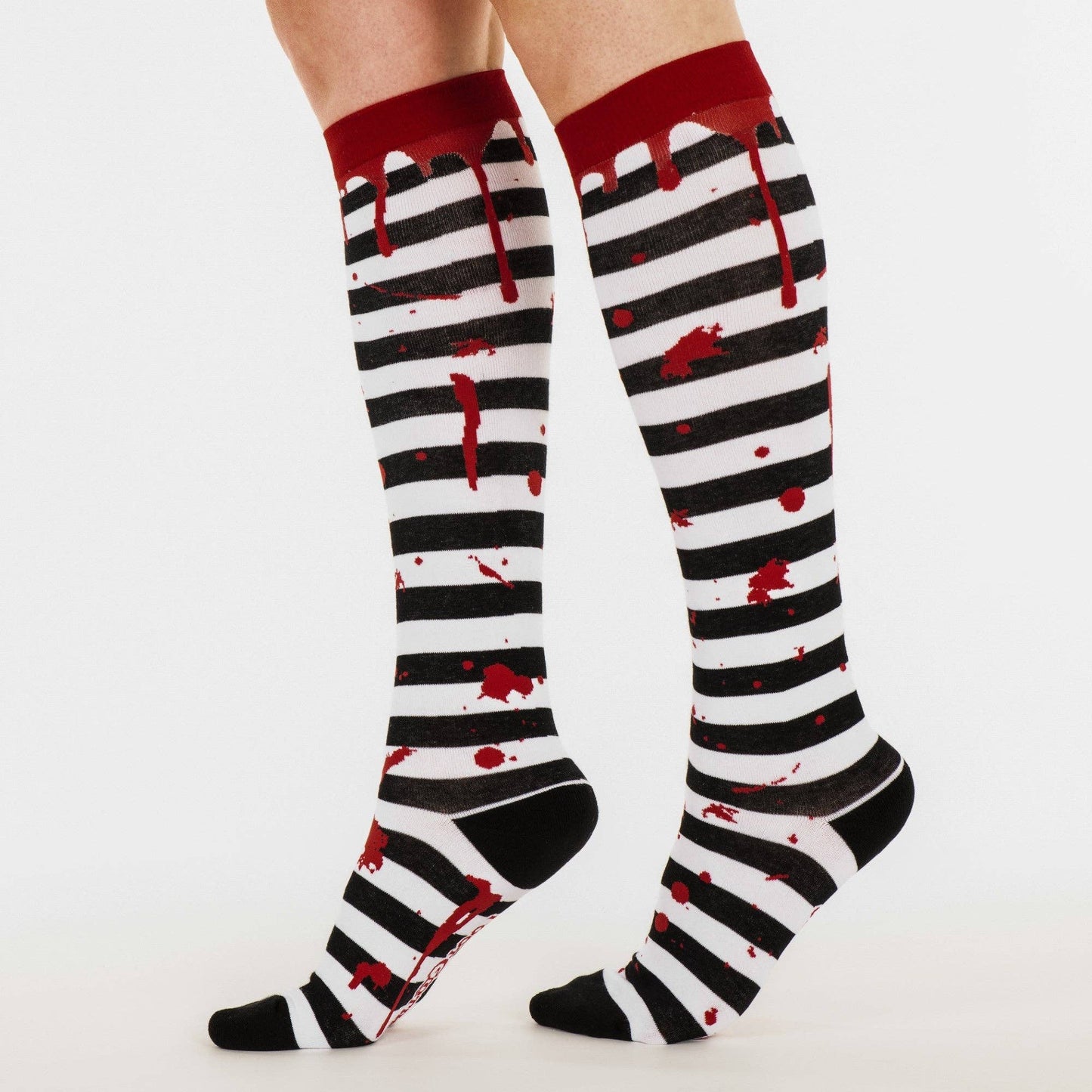 Socks - Foot Clothes - Sanguine Stripes Blood Spatter Knee High