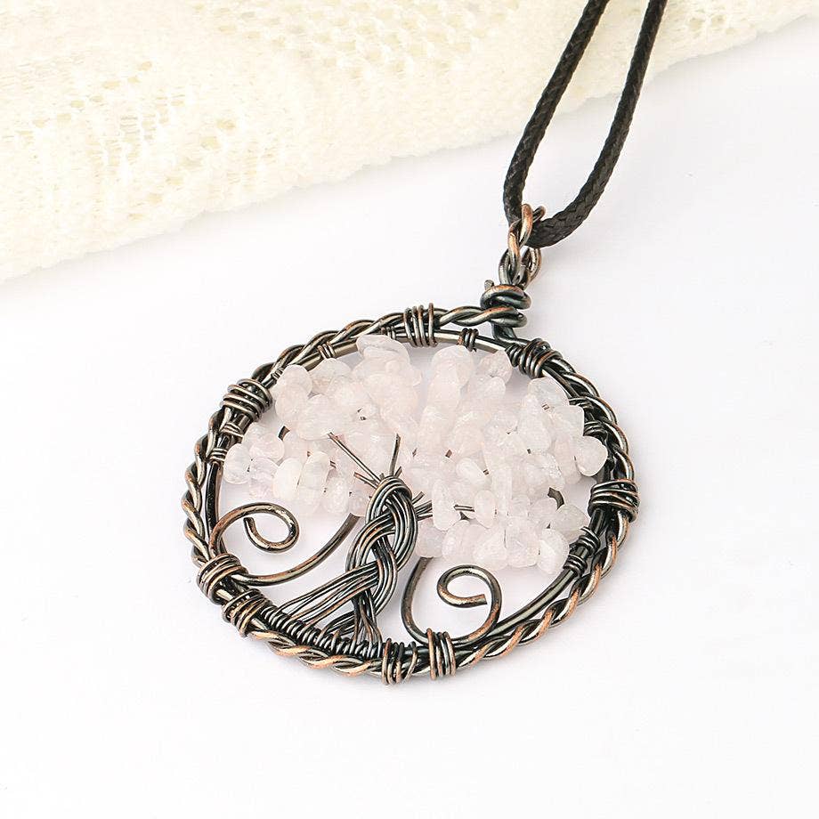 Wire-Wrapped Tree of Life Necklace - Green Aventurine