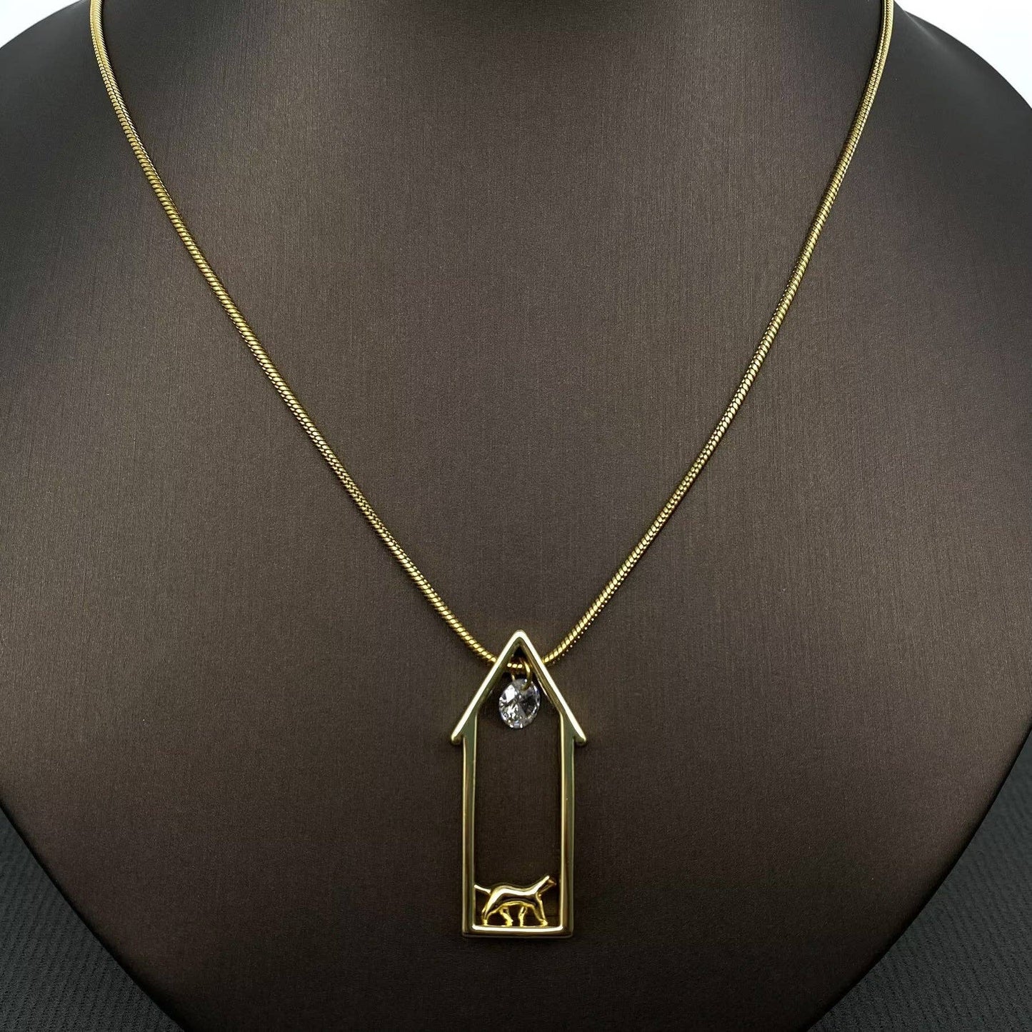 Cat in the House 18K Gold Plated S.Steel Charm Necklace