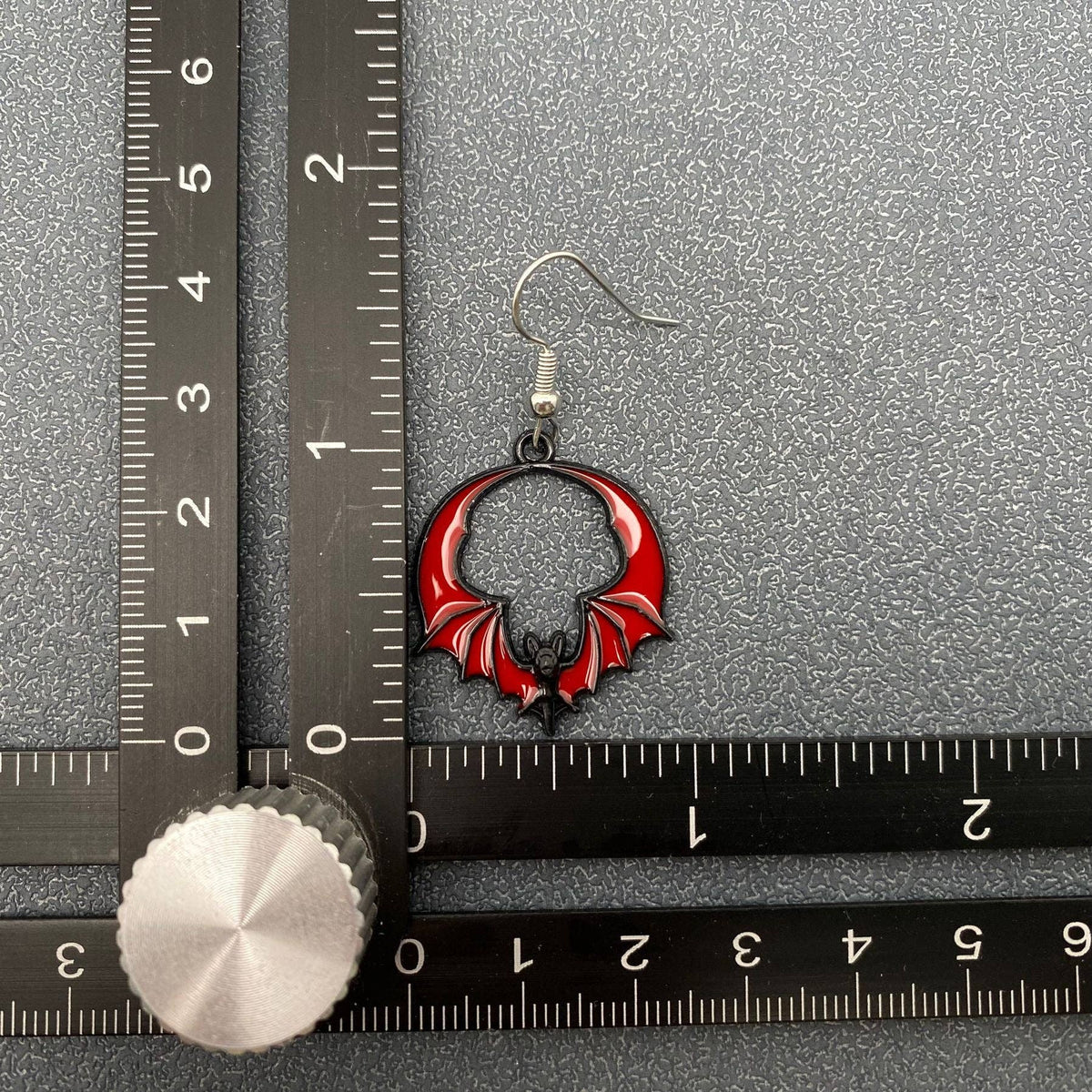 Halloween Enamel Vampire Bat Dangle Earrings - Red