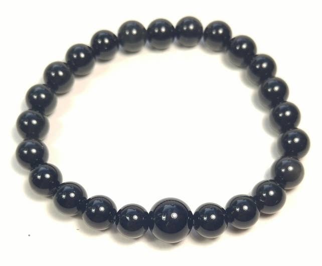 Black Obsidian  Beaded Bracelet - Wrist Mala 8mm