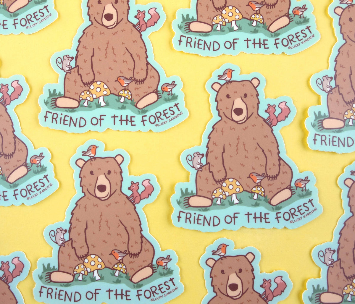 LS - Bear & Friends, Friend of the Forest, Mushroom Vinyl Sticker