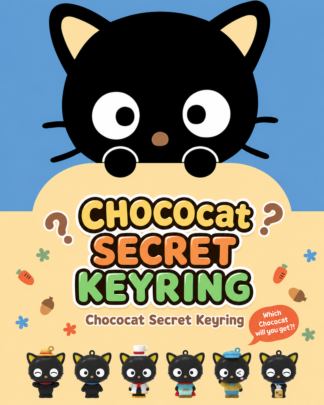 Limited New! Sanrio Secret Random Keyring – Chococat