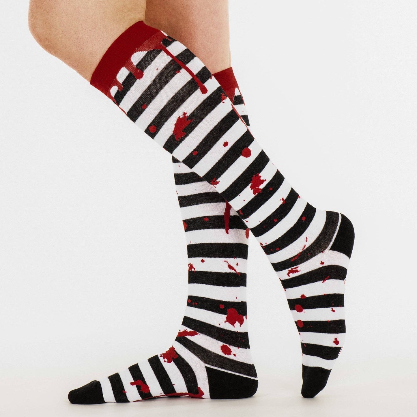 Socks - Foot Clothes - Sanguine Stripes Blood Spatter Knee High