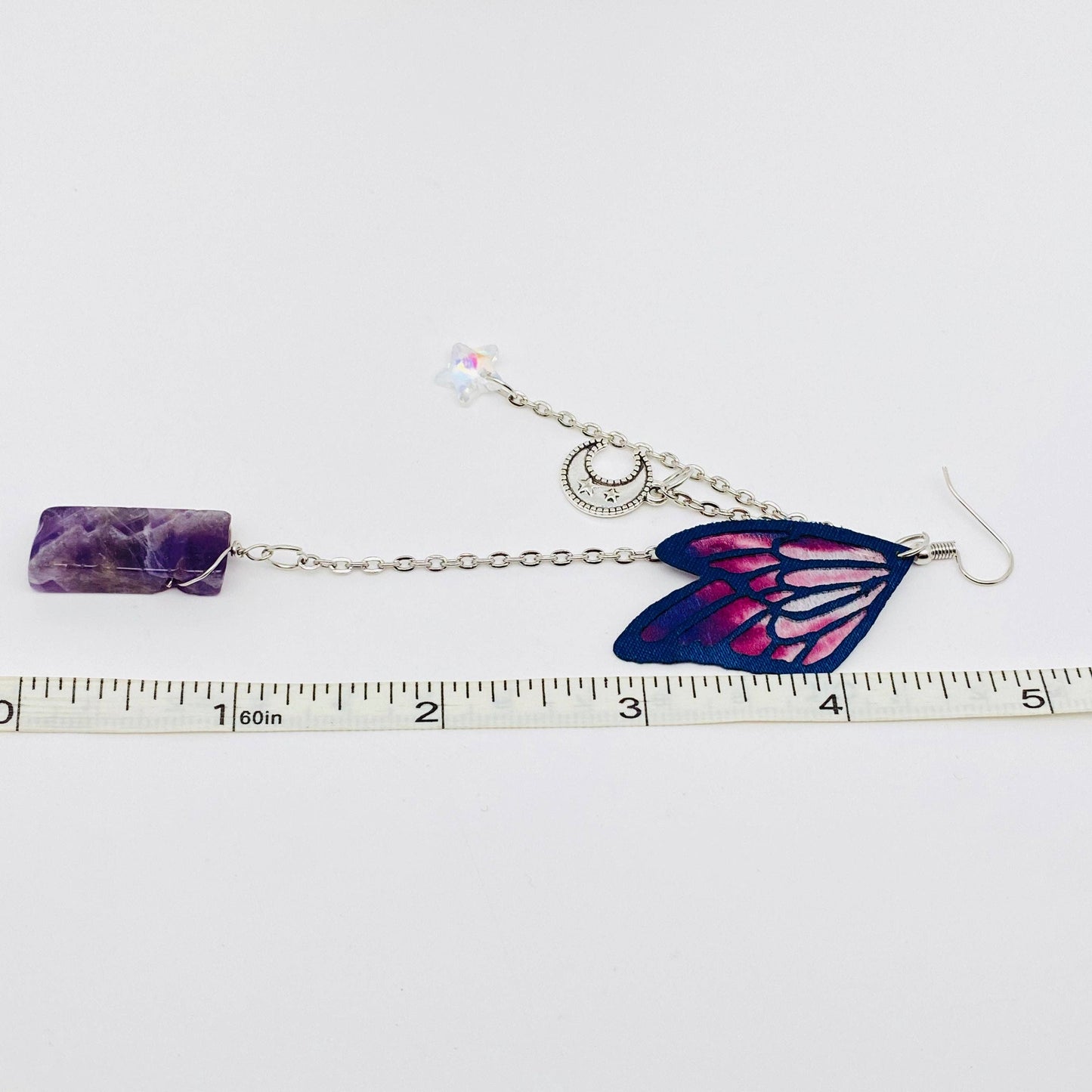 Earrings - Crystal & Butterfly (Amethyst)