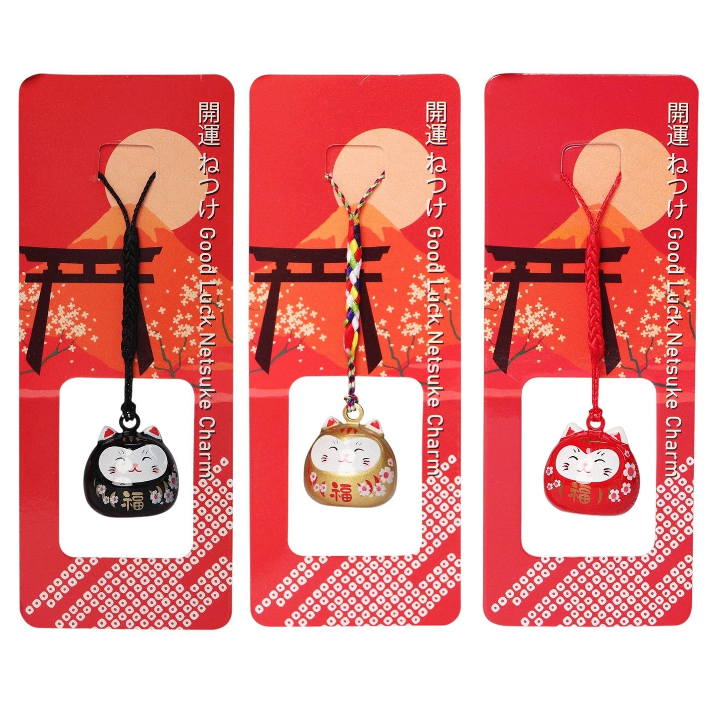 Daruma Cat Bell Charm