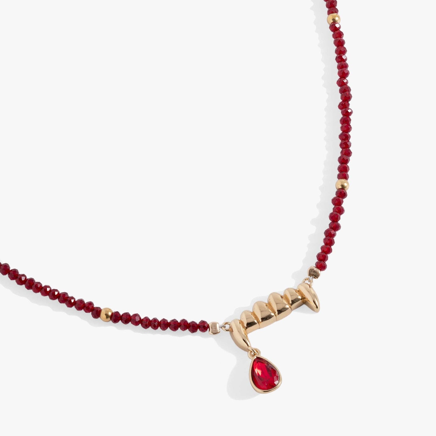 Necklace - Vampire Teeth Fangs Pendant: Gold