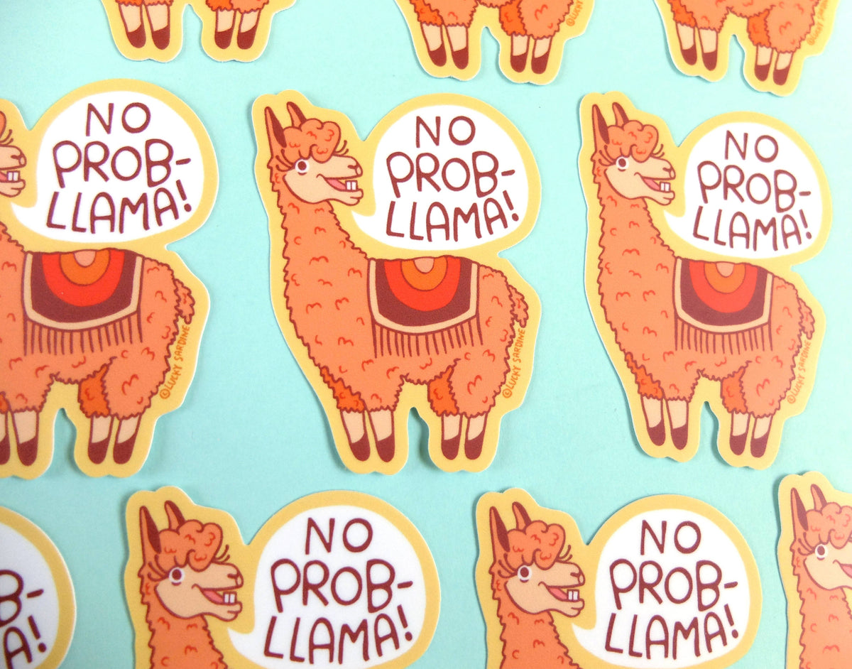 LS - Llama, No Prob-Llama, Retro Vinyl Sticker