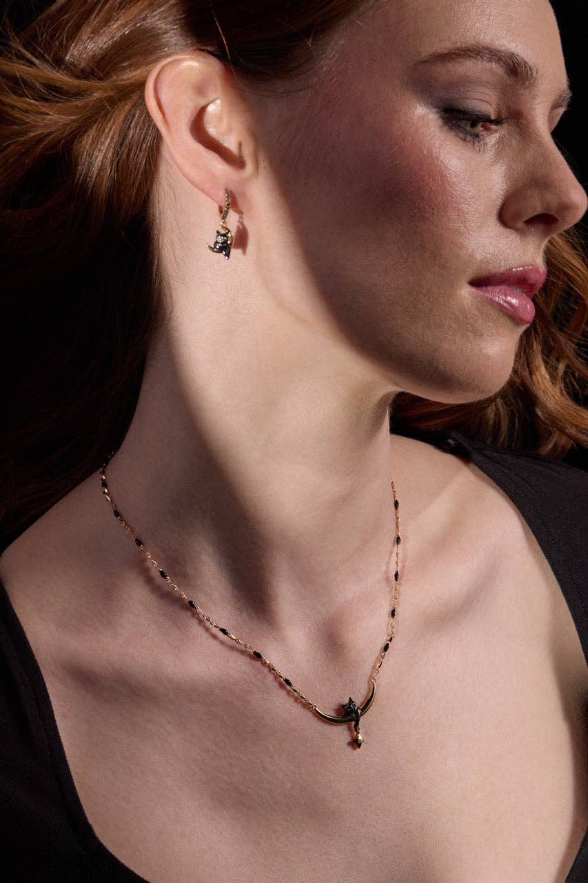 Celestial Cat Inline Necklace: Two Tone