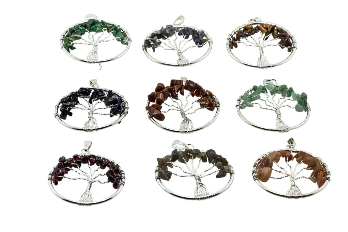 Tree of Life Gemstone Pendant Necklaces: Amethyst