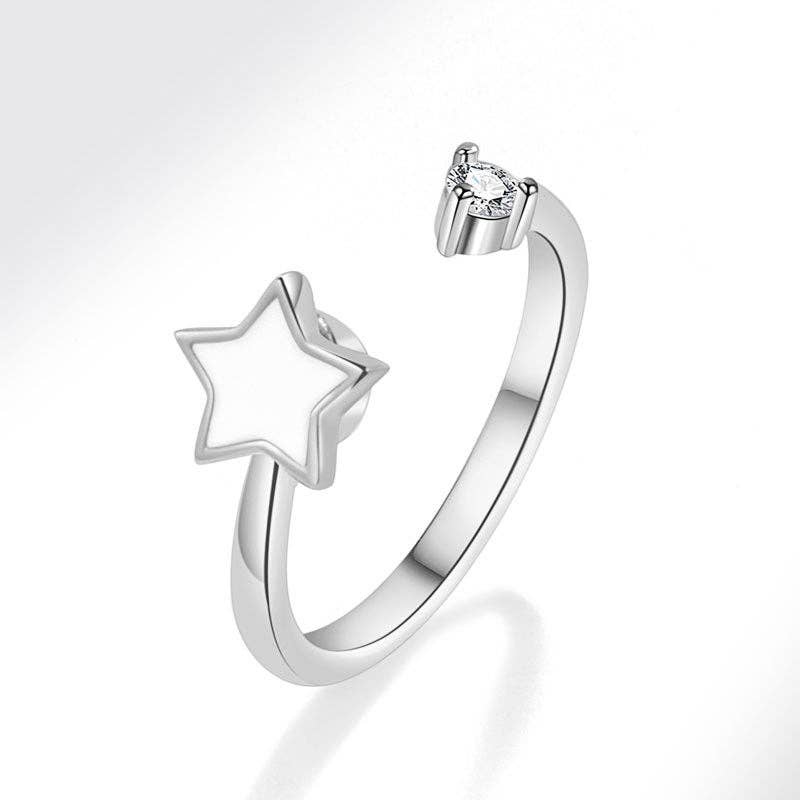 White Star Anxiety Fidget Spinner Ring in Solid Copper: Gold