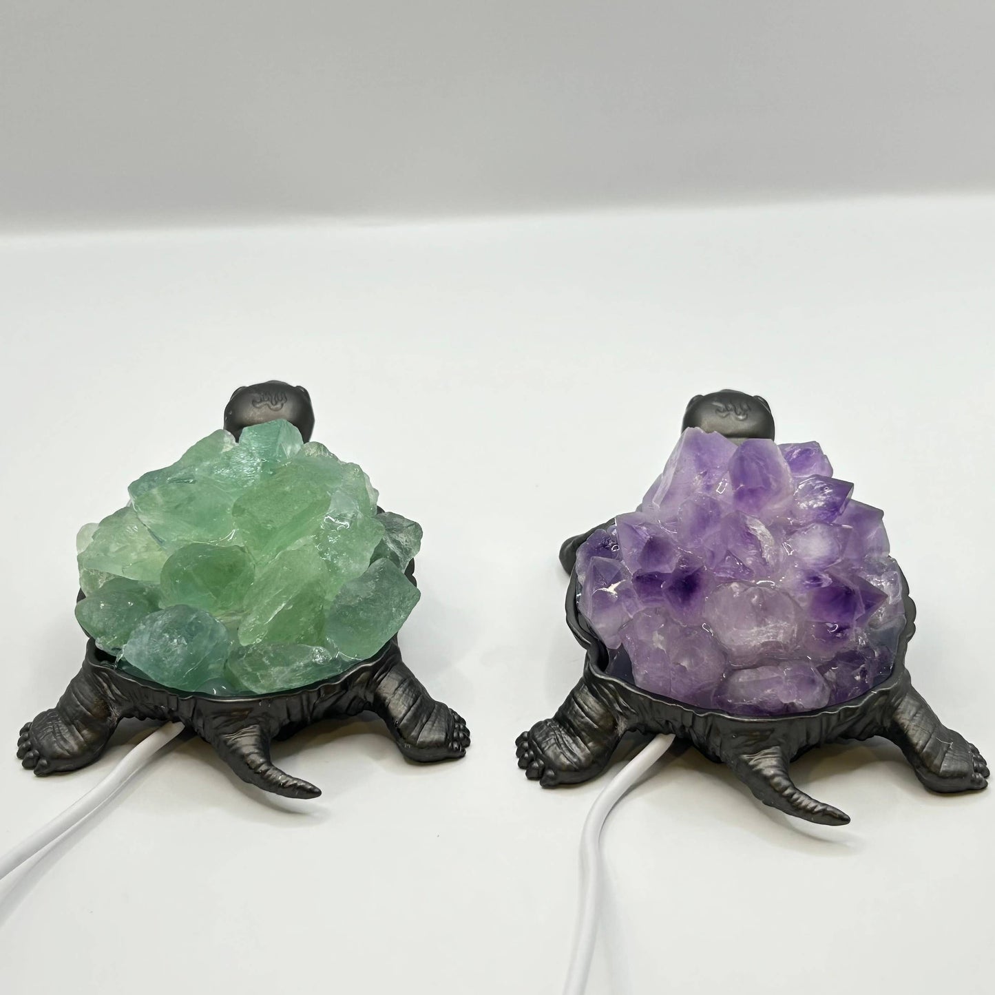 Turtle Gemstone Night Light : 4 Amethyst & 2 Fluorite