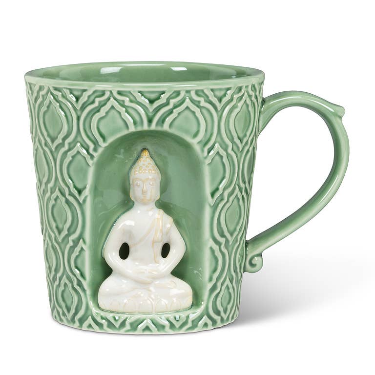 Emboss Taper Mug with Buddha-4"H(14oz)