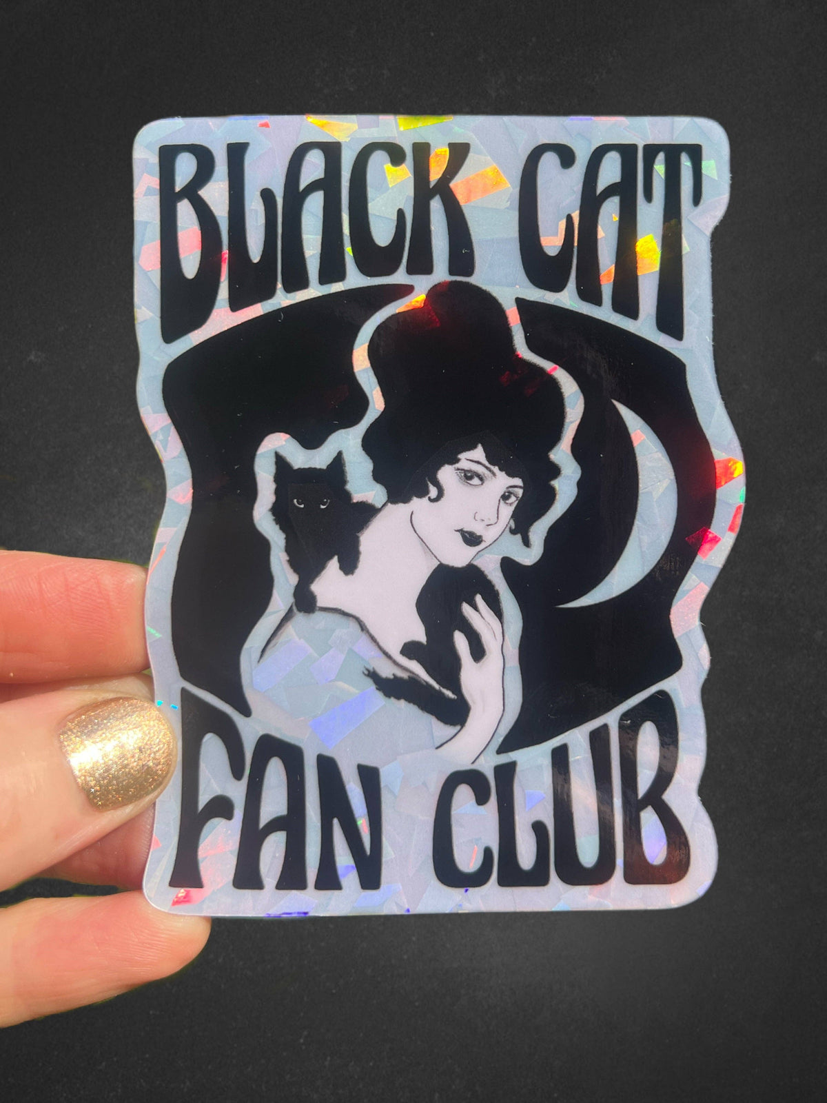 Sticker AW - Black Cat Fan Club 3 Inch Holographic Sticker
