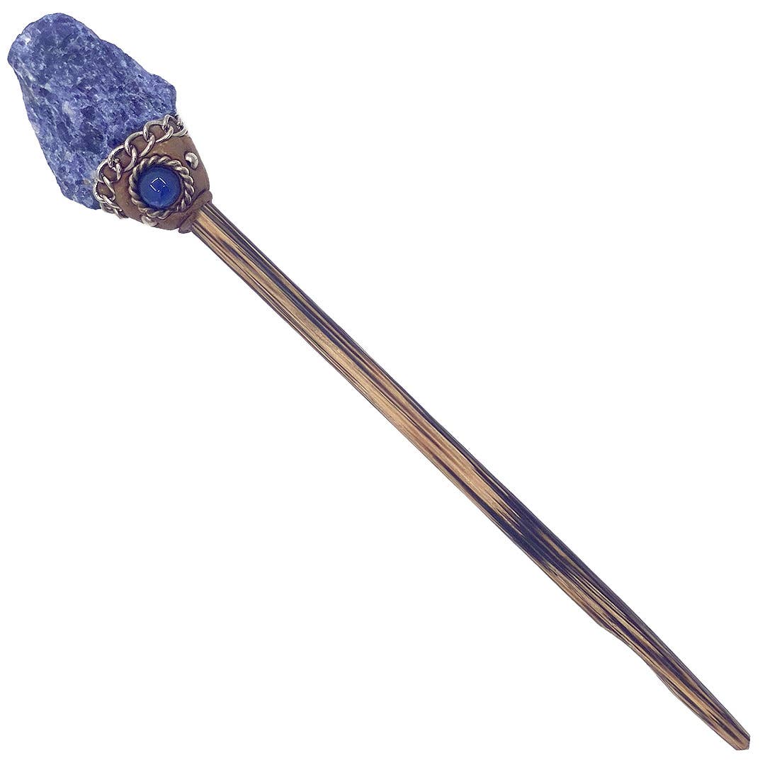 Wooden Hair Sticks - Natural Raw Stone
