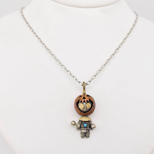 Pumpkin Head Doll Charm Pendant Necklace