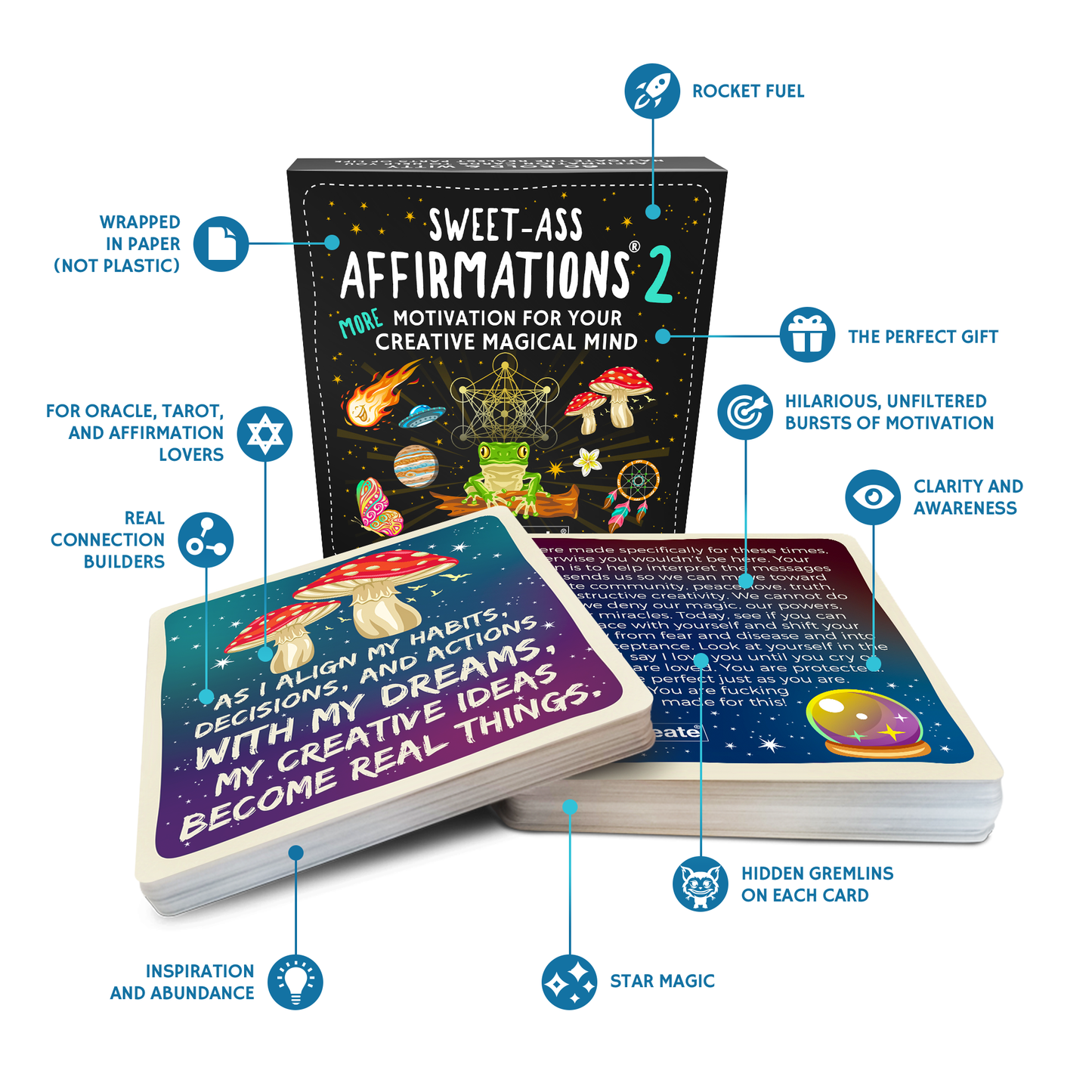 Sweet-Ass Affirmations 2 Deck - 60 Magical Affirmation Cards