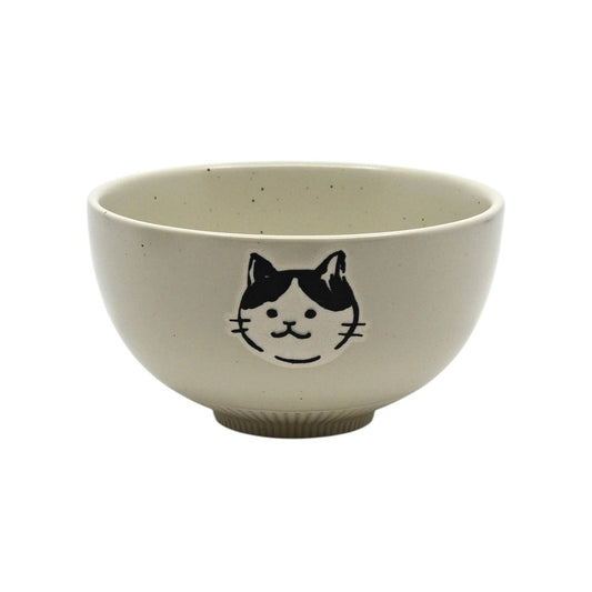 Cat Design 4.5"Dia Porcelain Rice Bowl White