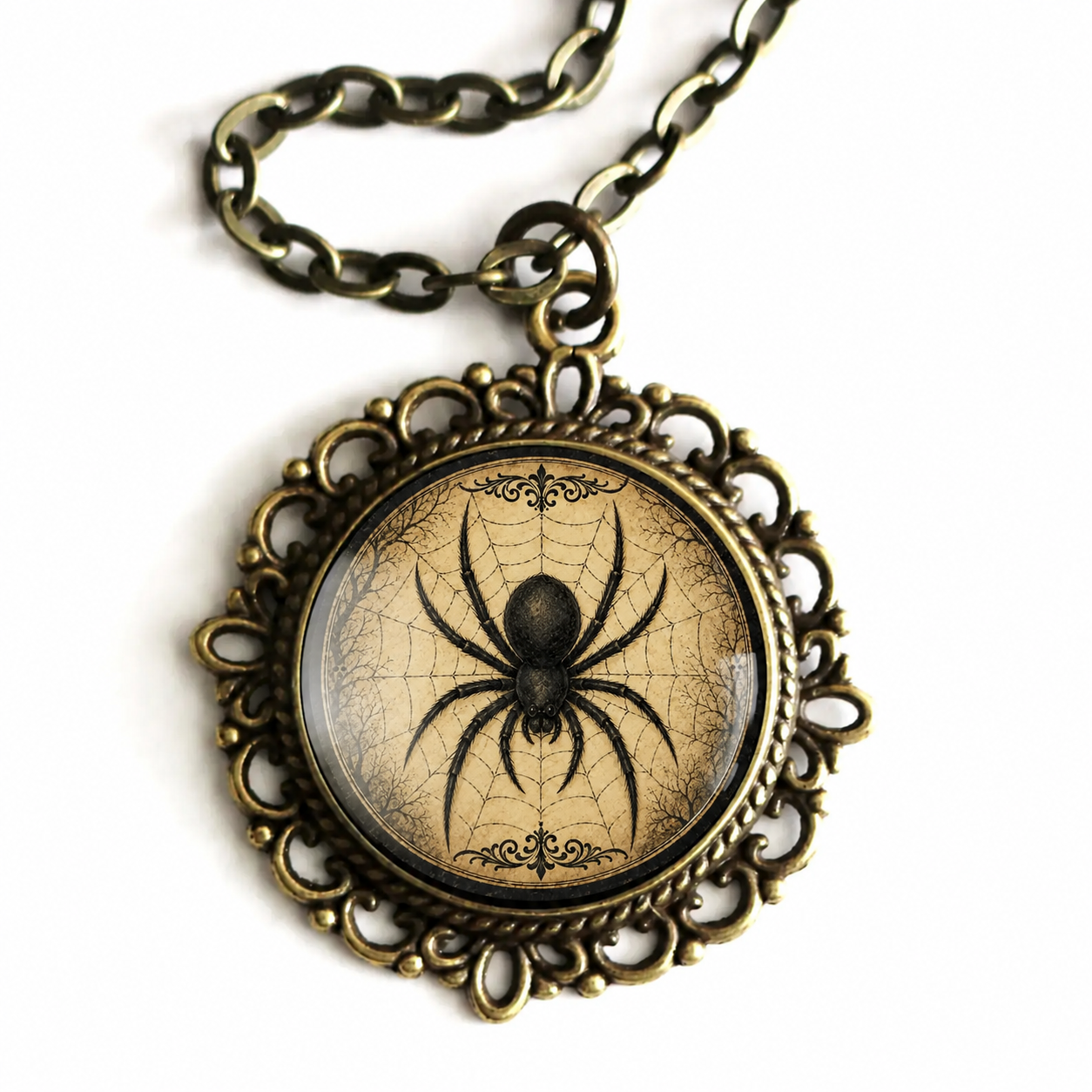 Noir Spider Web Pendant Necklace