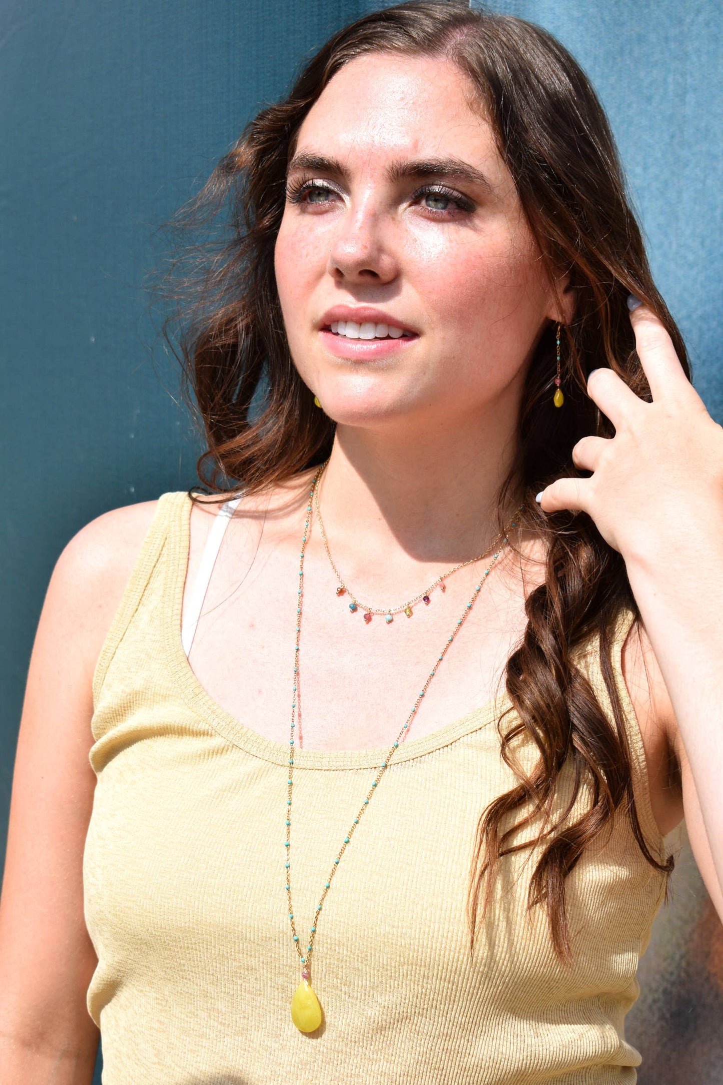 Color Bird Multicolor Dainty Gemstone Fringe Necklace